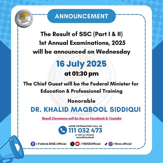 FBISE Result 2025 9th Class