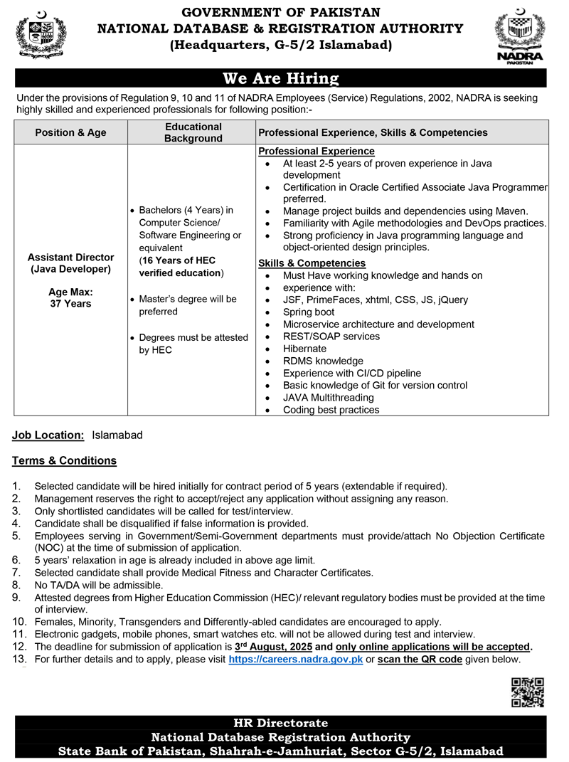 NADRA Jobs 2025 Advertisement